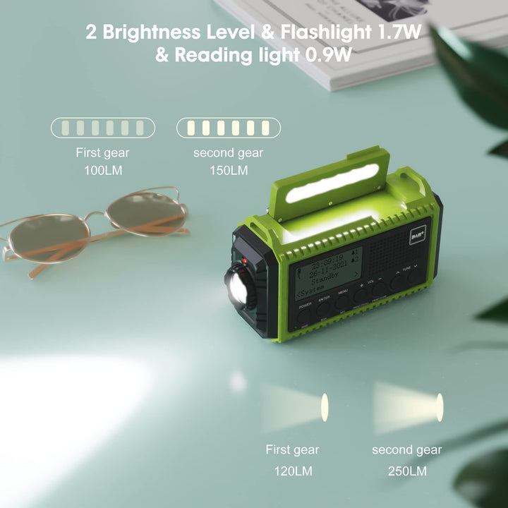 Kurbelradio DAB+ Solar mit 5000mAh Akku, LED-Licht &amp; SOS-Alarm - Bild 4