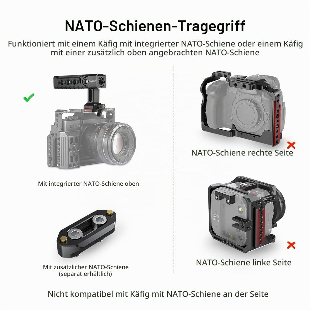 Kamera Top Handle NATO-Klemme 2x Cold Shoe Aluminium für Cage-Rigs - Bild 3