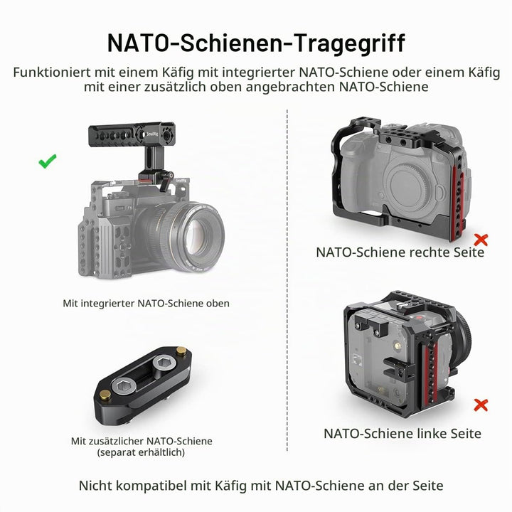 Kamera Top Handle NATO-Klemme 2x Cold Shoe Aluminium für Cage-Rigs - Bild 3