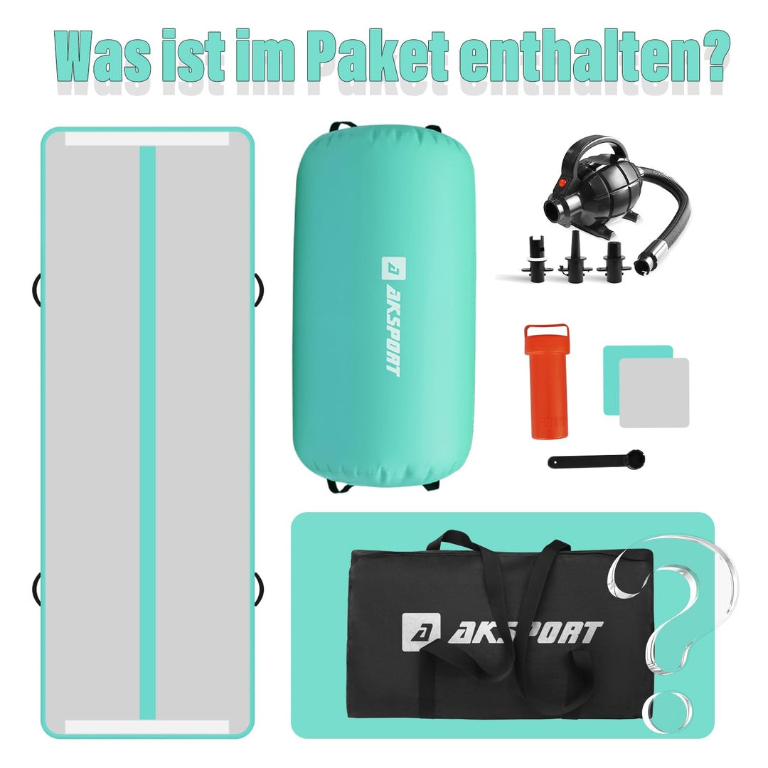 Airtrack Gymnastikmatte aufblasbar 3m mit Luftrolle und Pumpe - Bild 6
