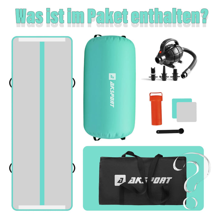 Airtrack Gymnastikmatte aufblasbar 3m mit Luftrolle und Pumpe - Bild 6