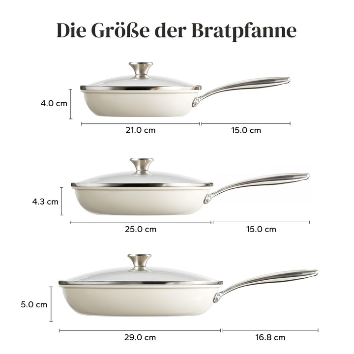 Keramik-Pfannenset 20/24/28 cm Induktion 6-teilig PTFE-frei beige - Bild 8