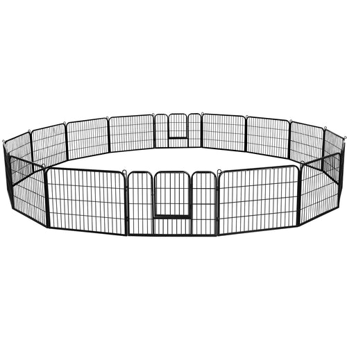 Hundelaufstall Metall 16 Paneele 60 cm hoch mit 2 Türen
