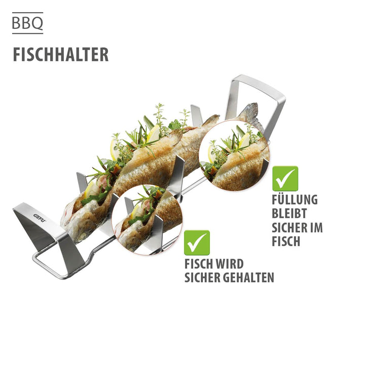Fischhalter Grill Edelstahl stufenlos verstellbar für Ganz-Fisch bis 35cm - Bild 5