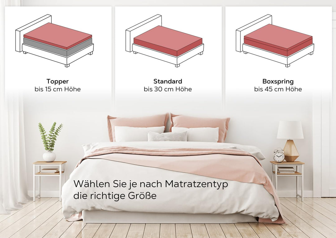 Spannbettlaken Jersey Baumwolle Boxspring 200x200x45 cm Rot - Bild 4