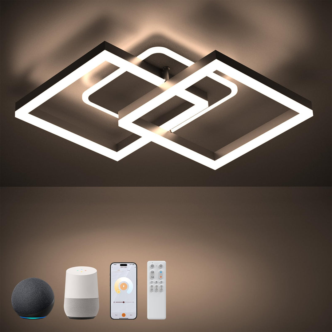 LED Deckenleuchte dimmbar 40W Schwarz mit Fernbedienung Smart Home