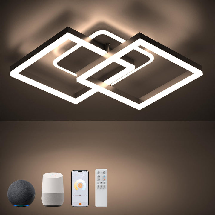 LED Deckenleuchte dimmbar 40W Schwarz mit Fernbedienung Smart Home