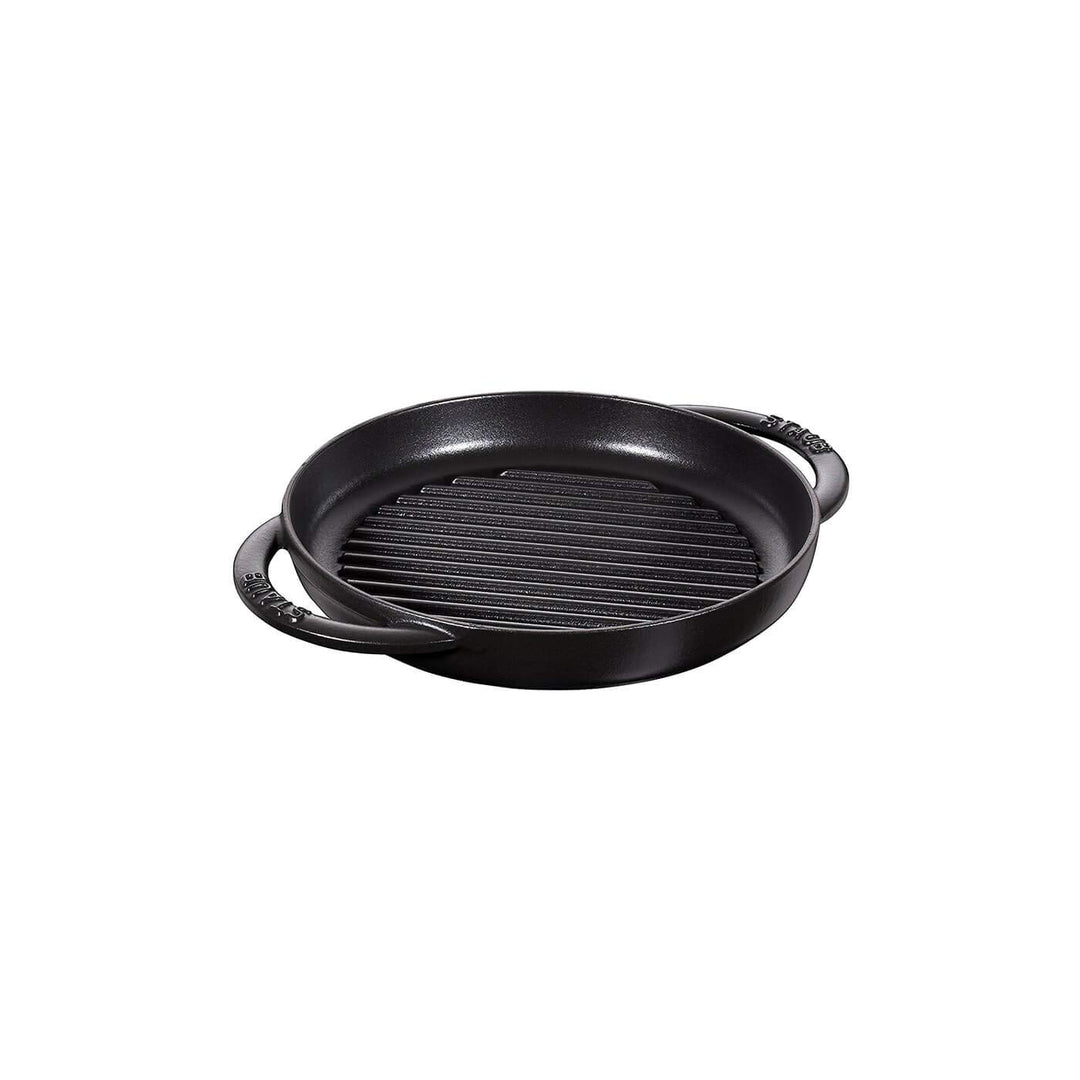 Grillpfanne Gusseisen rund Ø 22 cm mit Seitengriffen schwarz - Bild 2