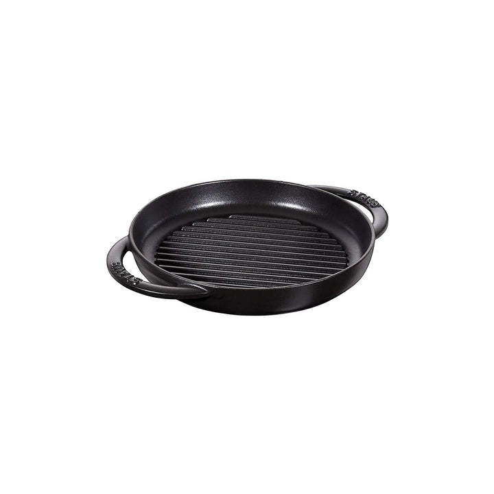 Grillpfanne Gusseisen rund Ø 22 cm mit Seitengriffen schwarz - Bild 2