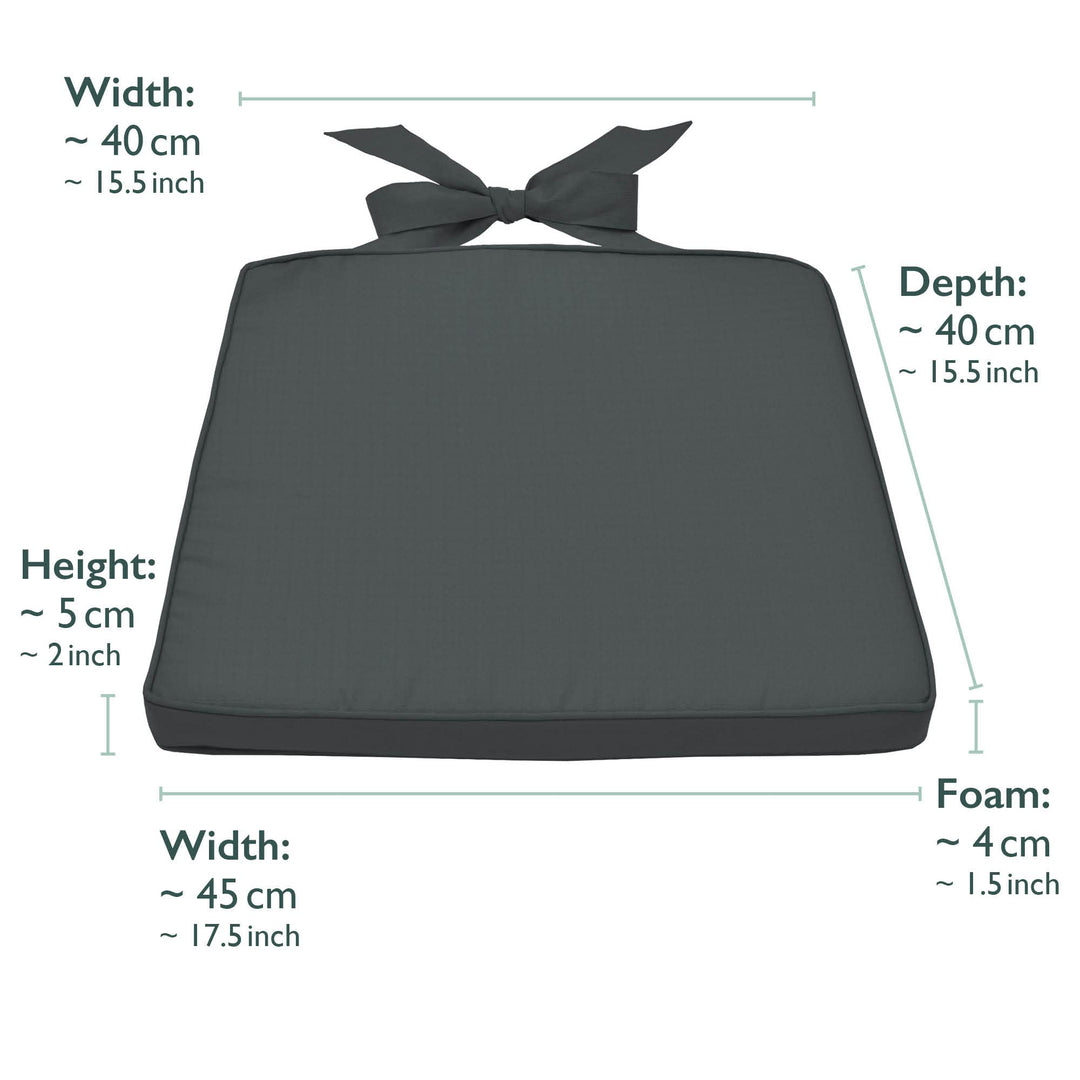 Sitzkissen Outdoor 4er-Set 45x40x5 cm Polyester Anthrazit Garten - Bild 3