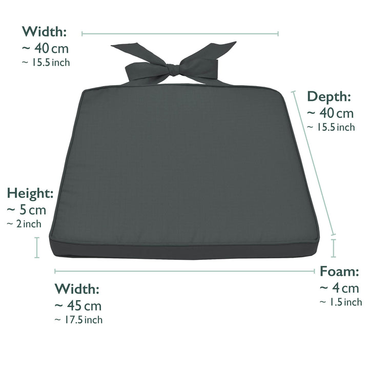 Sitzkissen Outdoor 4er-Set 45x40x5 cm Polyester Anthrazit Garten - Bild 3