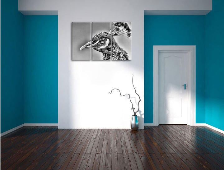 Leinwandbild Pfau 3-teilig farbenfroher Druck 120x80cm - Bild 5