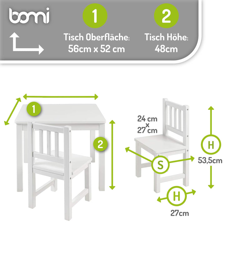 Kindersitzgruppe Holz Weiss Tisch mit 2 Stühlen ab 3 Jahren - Bild 2