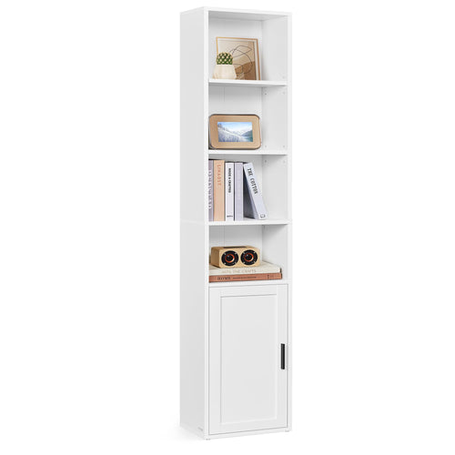 Bücherregal mit Tür 6 Fächer Wolkenweiss 31,5x24,1x174,5 cm