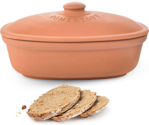 Brottopf Terrakotta oval 6,5 L mit Deckel für Familien