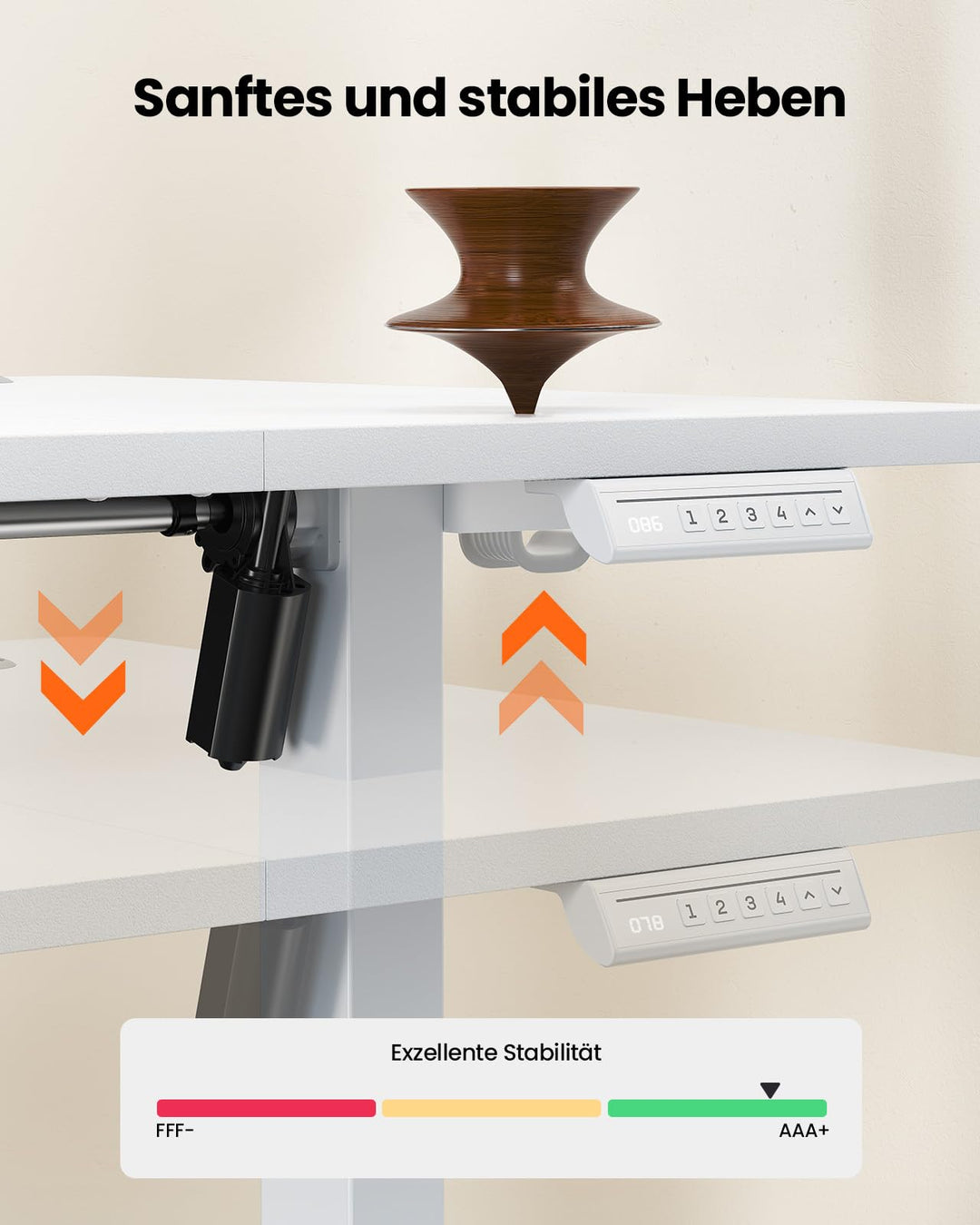 Höhenverstellbarer Schreibtisch 160x80cm elektrisch 4-Speicher - Bild 7