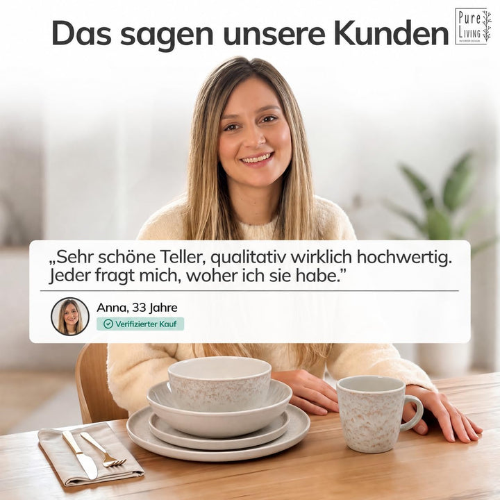Steingut Geschirrset 24-teilig für 6 Personen Mediterranean Beige - Bild 8