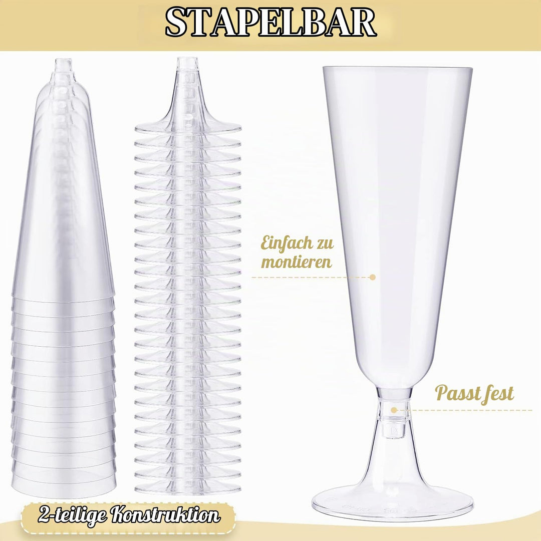 Sektgläser Kunststoff 150 ml 100 Stück transparent wiederverwendbar - Bild 3