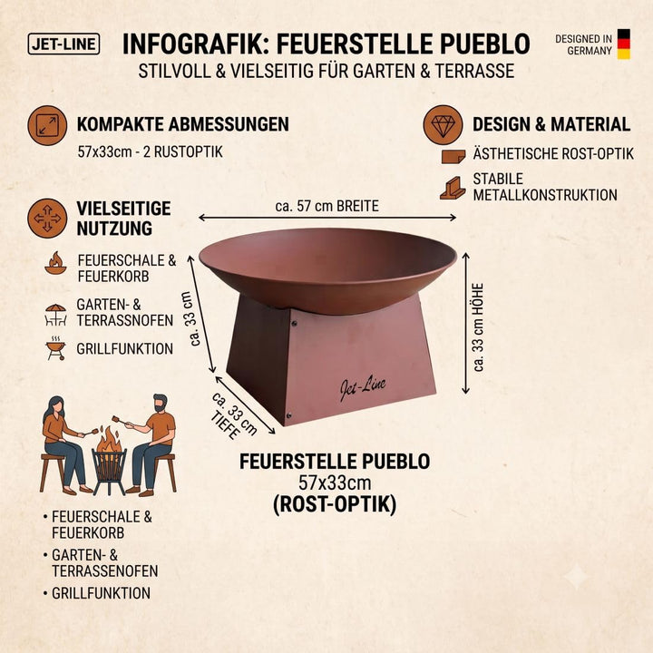 Feuerschale Rostoptik Metall Ø 58 cm für Garten und Terrasse - Bild 8