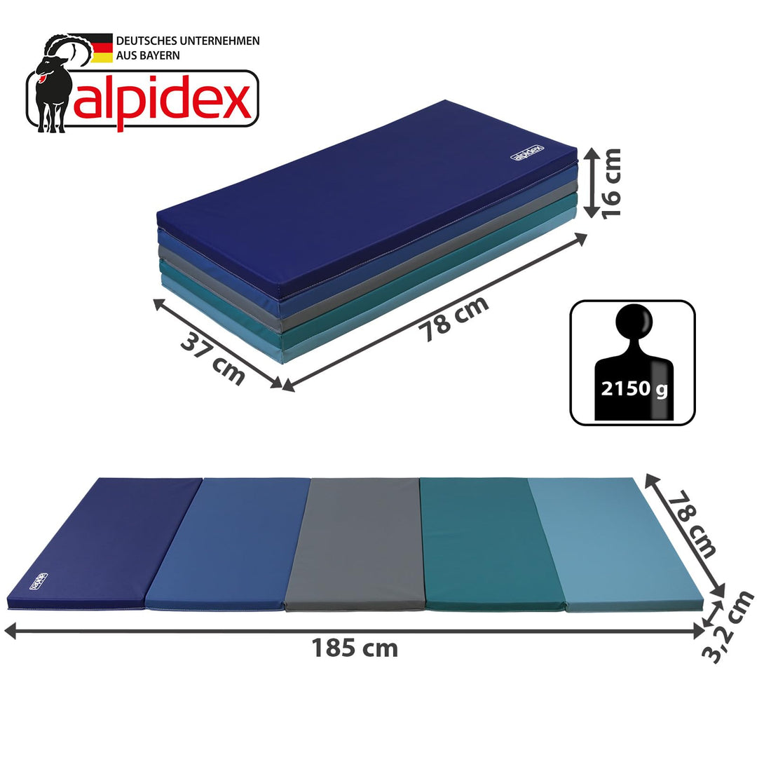 Turnmatte klappbar 185x78cm EPE-Schaum Kinder &amp; Erwachsene Blau - Bild 3