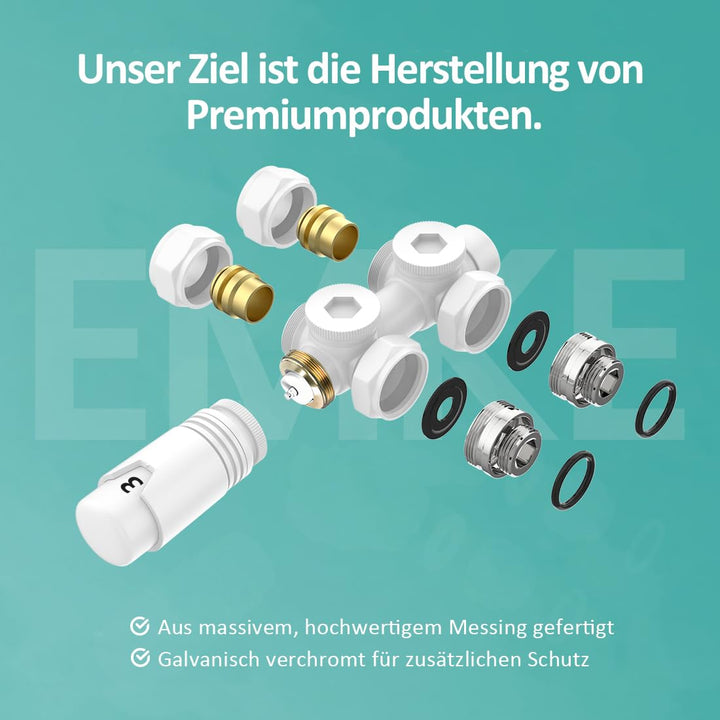 Heizkörper Multiblock Mittelanschluss Messing G1/2" für Ø15 &amp; 16mm - Bild 4