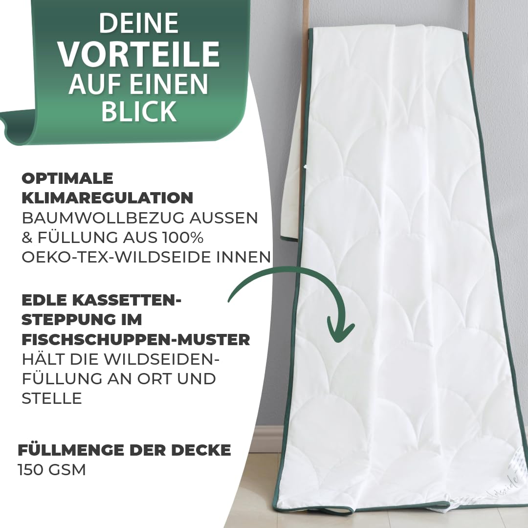 Sommerdecke 220x240 cm Wildseide-Füllung kühlend Oeko-Tex - Bild 8