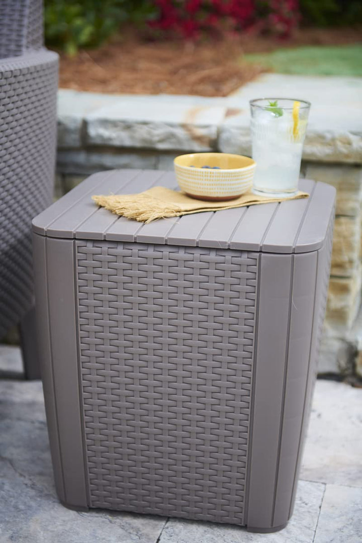 Gartentisch Beistelltisch Rattanoptik Graphit mit Stauraum 44,6 L - Bild 2
