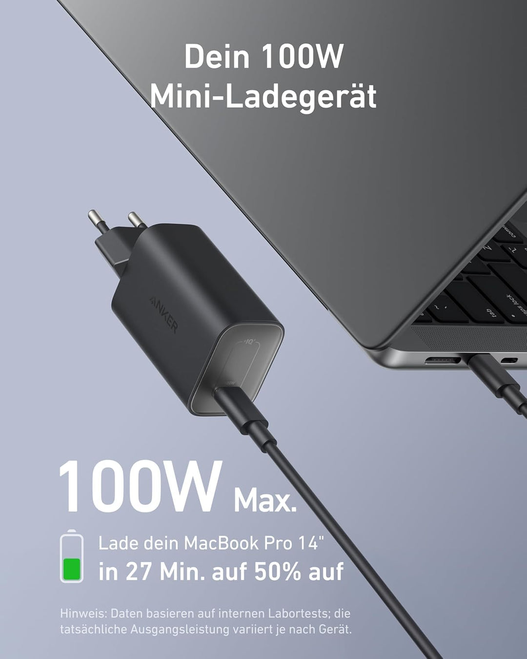 USB-C Ladegerät 100W Kompakt für Laptop und Smartphone - Bild 2