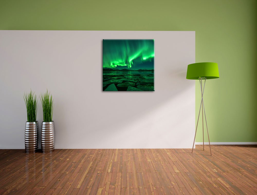 Leinwandbild Polarlicht Himmel quadratisch 70x70 cm fertig bespannt - Bild 3