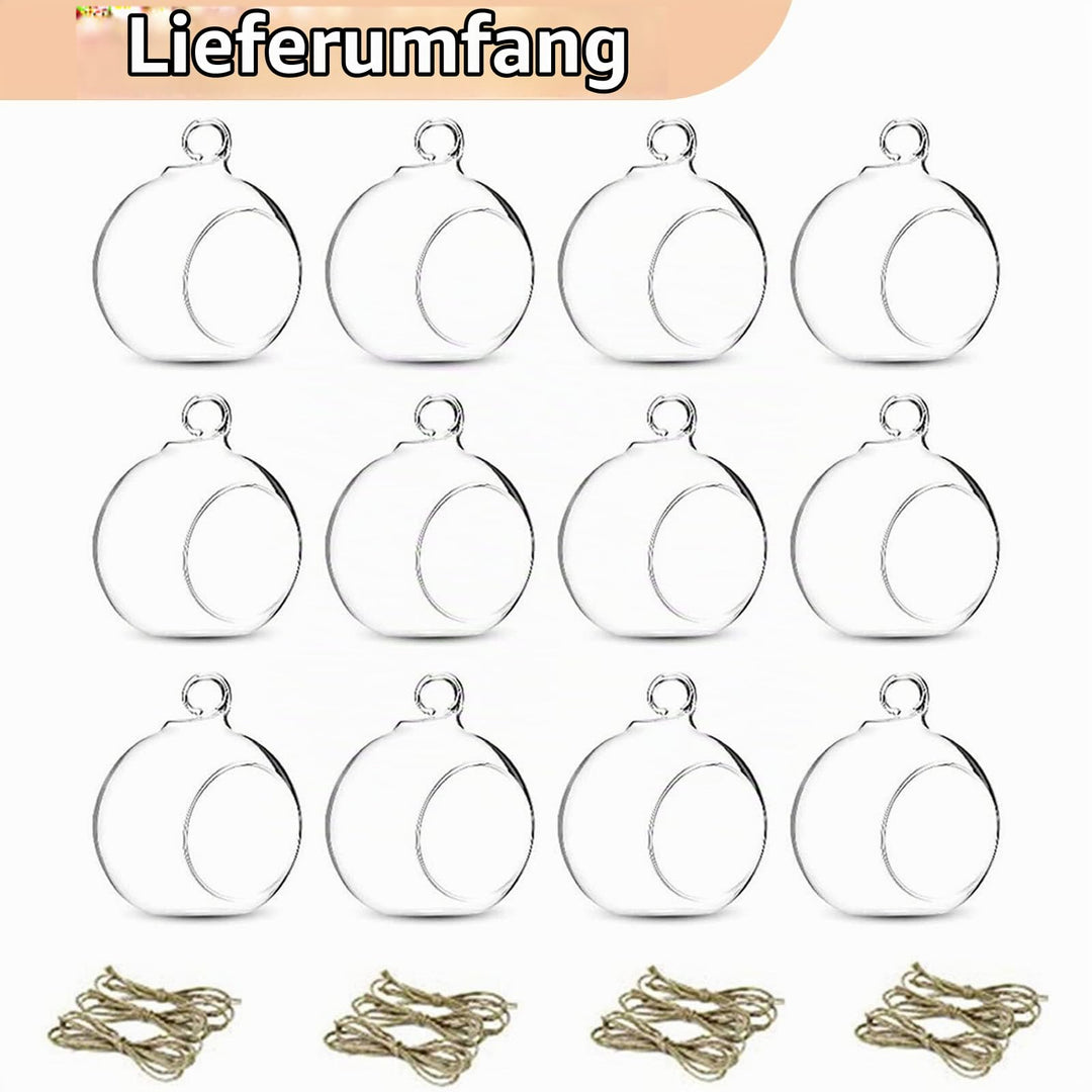 Glaskugel Teelichthalter Hängend Borosilikatglas 8cm 10er-Set - Bild 6