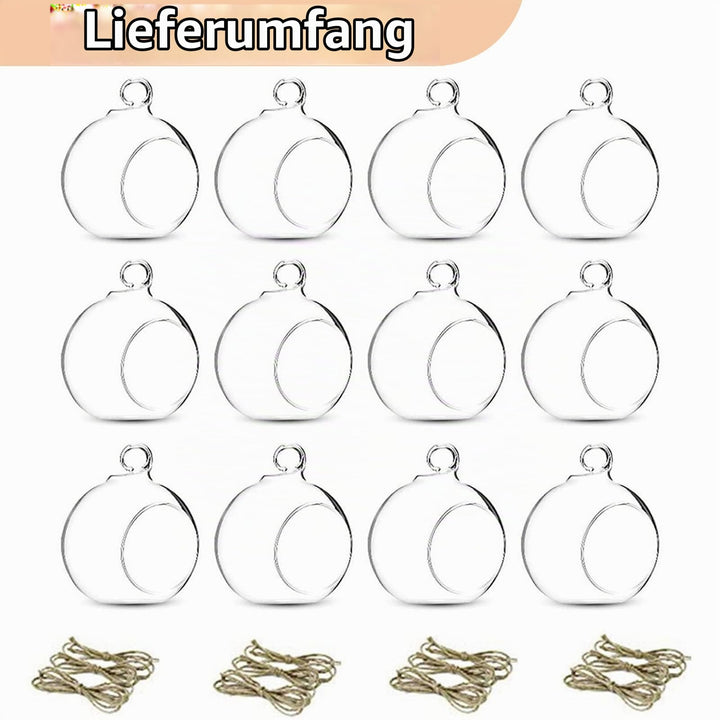 Glaskugel Teelichthalter Hängend Borosilikatglas 8cm 10er-Set - Bild 6