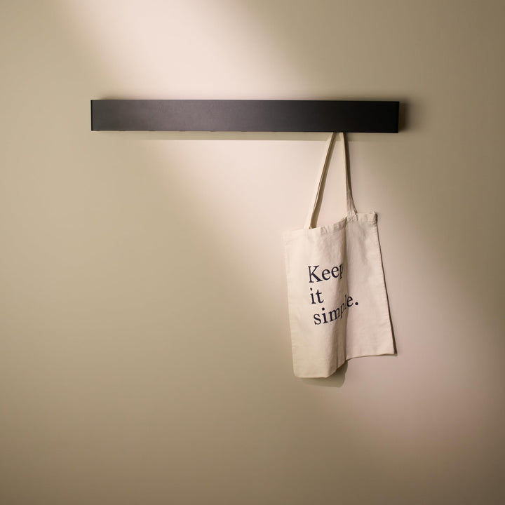 Wandgarderobe Aluminium 80 cm mit verdeckten Haken Schwarz Matt