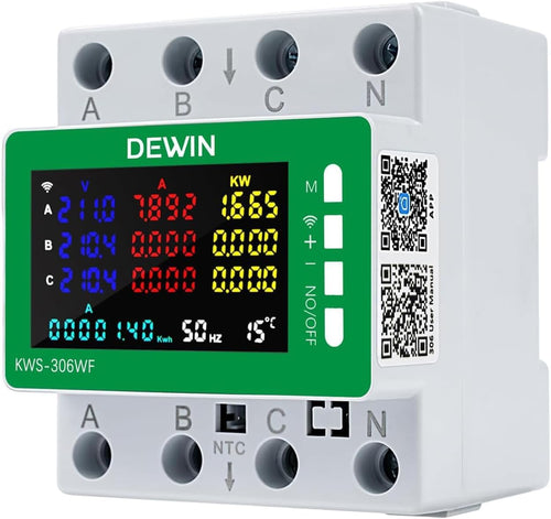 Drehstromzähler WLAN 3-Phasen 9-in-1 Hutschiene 80A Tuya