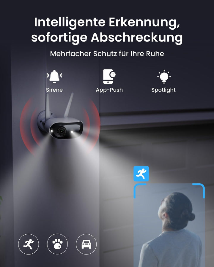 Überwachungskamera Aussen 4K 8MP 180° Panorama Wi-Fi 6 kabellos - Bild 6