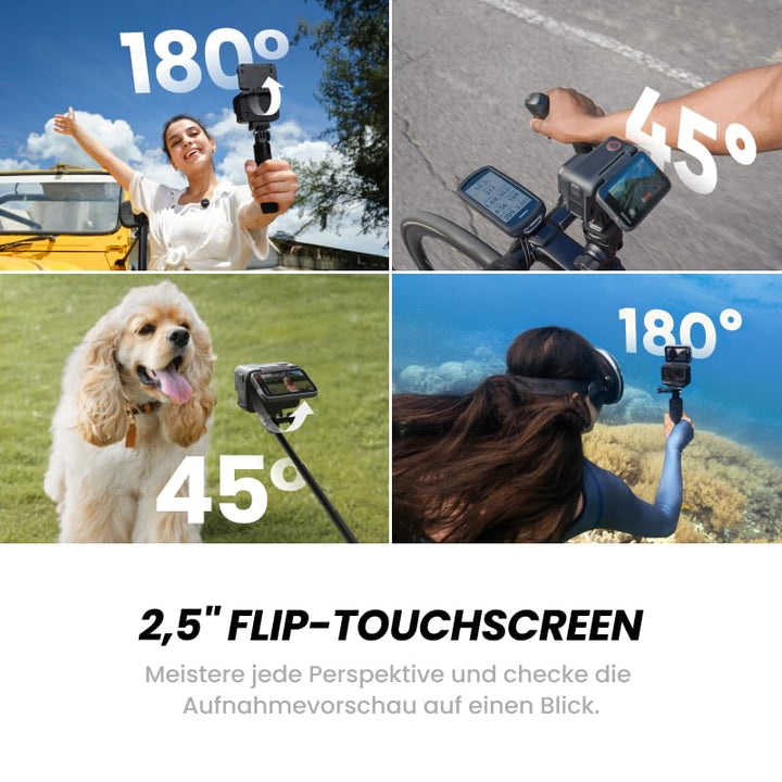 Action-Cam 8K mit Flip-Touchscreen 2 Akkus Leica Optik Weitwinkel - Bild 5