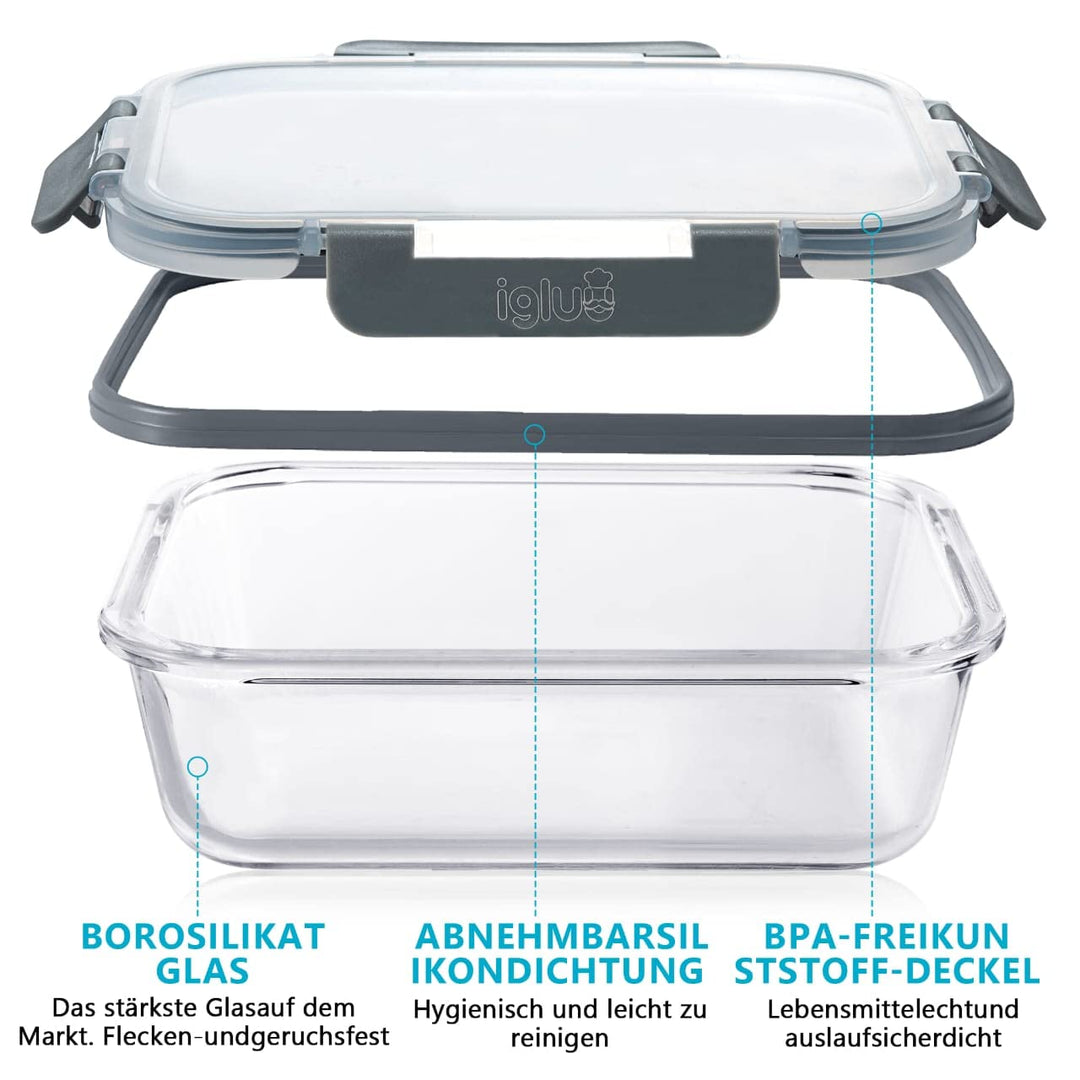 Meal Prep Boxen Glas 10er-Set Borosilikat 370 &amp; 1050ml