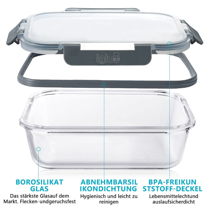 Meal Prep Boxen Glas 10er-Set Borosilikat 370 &amp; 1050ml