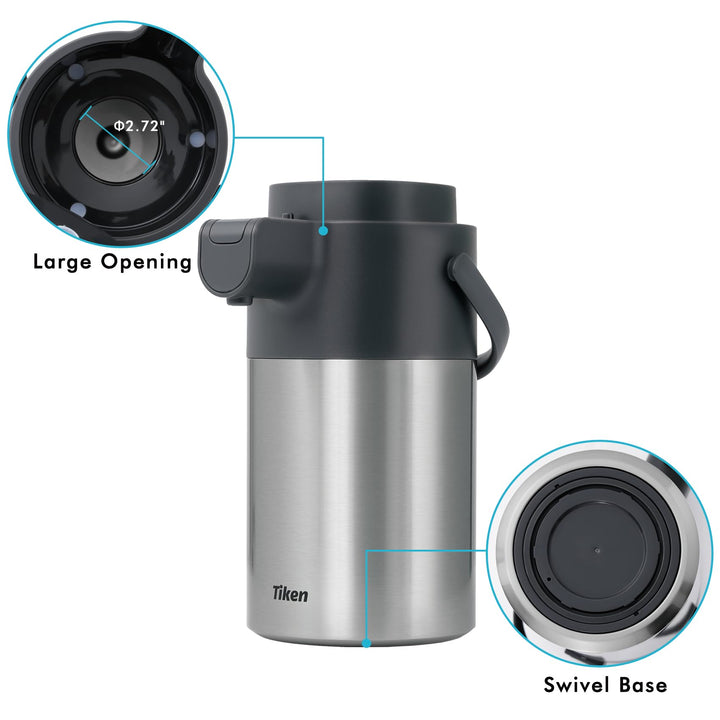 Thermoskanne mit Pumpe 3 Liter Edelstahl 24h heiss / 36h kalt - Bild 4
