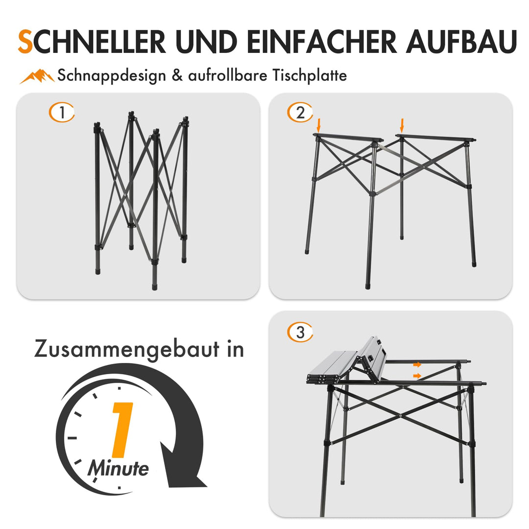 Klapptisch Camping Aluminium 70x70cm faltbar bis 30kg mit Tasche - Bild 9