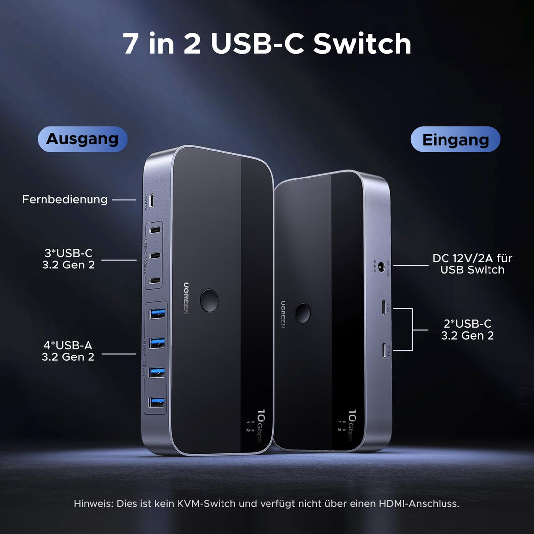 USB Switch 2 PC auf 7 Geräte USB 3.2 Gen2 10Gbps Plug &amp; Play - Bild 2