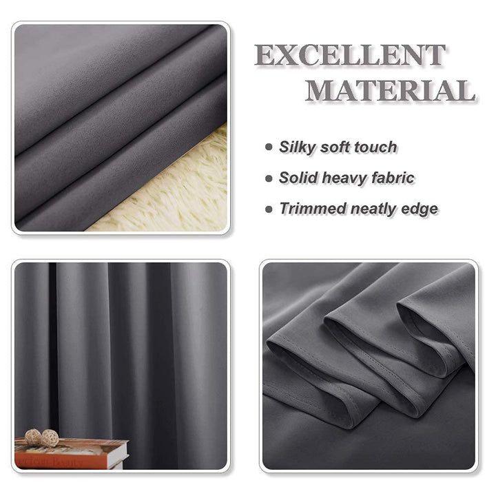 Verdunkelungsvorhang Thermoschutz Ösen 200x245 cm Grau 2er-Set - Bild 6