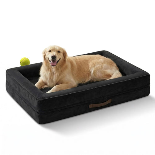 Orthopädisches Hundebett XL Flanell waschbar mit Wellenschaum