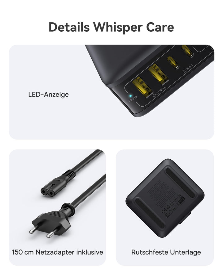 GaN Ladestation 120W 6-Port USB-C für Laptop und Smartphone - Bild 7
