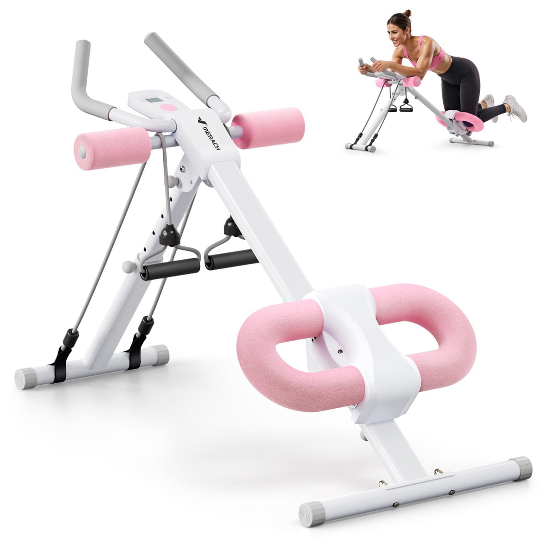 Bauchtrainer Multifunktional mit LCD-Monitor faltbar Rosa
