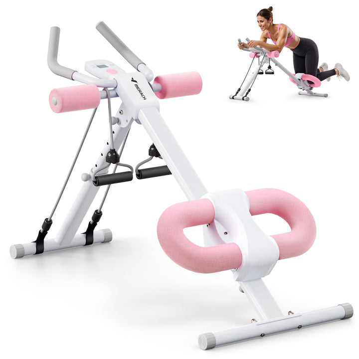 Bauchtrainer Multifunktional mit LCD-Monitor faltbar Rosa