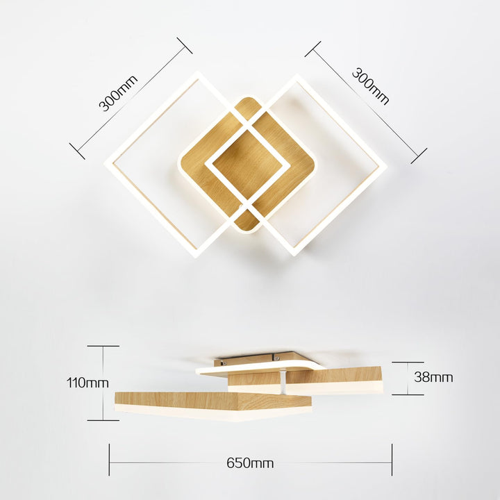 LED Deckenleuchte Holzoptik Geometrisch 40W dimmbar mit Fernbedienung - Bild 5
