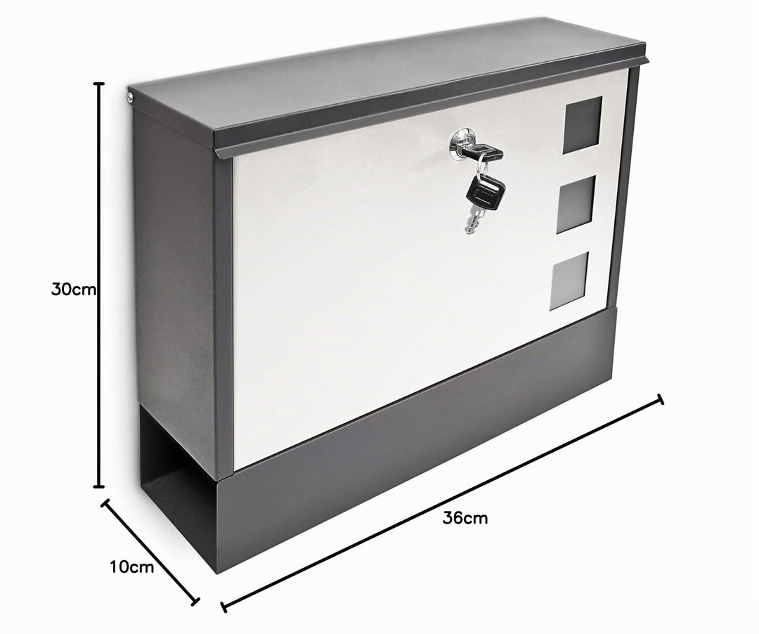 Briefkasten mit Zeitungsfach Metall abschließbar 30x36x10 cm - Bild 7
