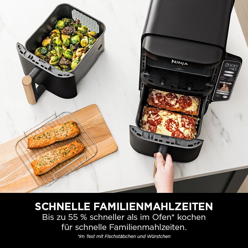 Heissluftfritteuse 9,5 L mit 2 Schubladen 4 Garebenen Schwarz/Kupfer - Bild 9