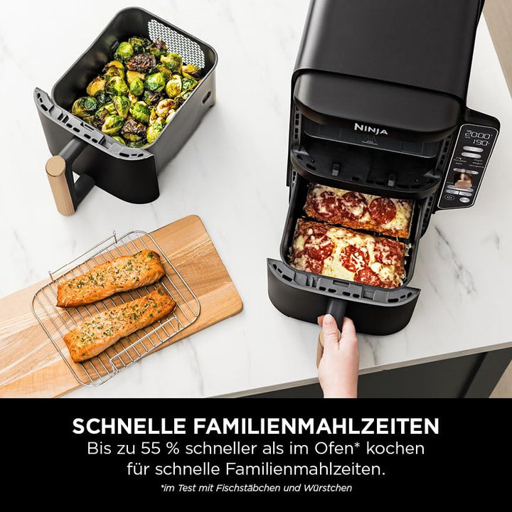 Heissluftfritteuse 9,5 L mit 2 Schubladen 4 Garebenen Schwarz/Kupfer - Bild 9