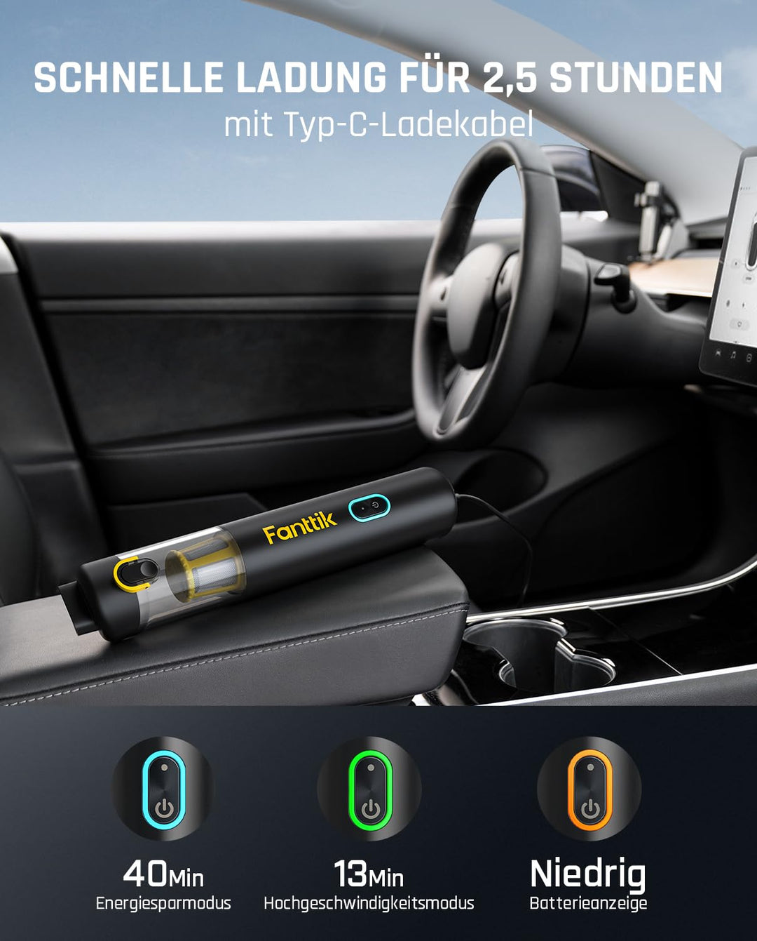 Akku-Handstaubsauger 4-in-1 Auto 19000 Pa HEPA USB-C - Bild 4